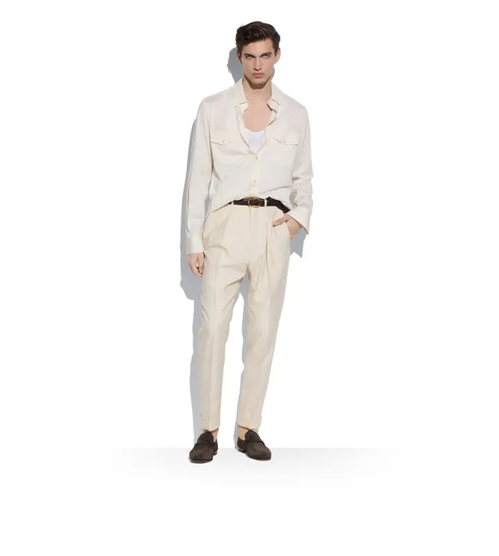 SILK COTTON BLEND SHIRT WHITE online